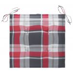 Scaune de gradina perne rosu model carouri, 2 buc., lemn masiv tec