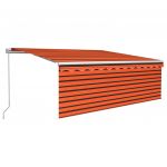 Copertina retractabila manual cu stor&LED portocaliu&maro 4x3 m