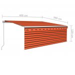 Copertina retractabila manual cu stor&LED portocaliu&maro 4x3 m