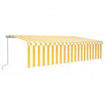 Copertina retractabila manual cu stor/LED, galben/alb, 6 x 3 m