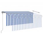 Copertina retractabila automat cu stor, albastru/alb, 3,5 x 2,5 m