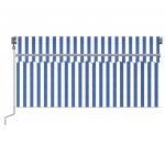 Copertina retractabila automat cu stor, albastru/alb, 3,5 x 2,5 m