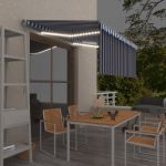 Copertina retractabila manual cu stor/LED albastru/alb 3,5 x 2,5m