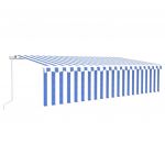 Copertina retractabila manual cu stor/LED, albastru/alb, 6 x 3 m