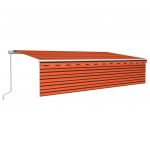 Copertina retractabila manual cu stor/LED portocaliu/maro 6 x 3 m