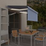 Copertina retractabila manual cu stor/LED albastru/alb 3,5 x 2,5m