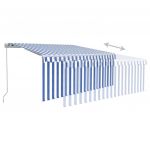 Copertina retractabila manual cu stor, albastru/alb, 3,5 x 2,5 m