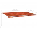 Copertina retractabila manual cu LED, portocaliu/maro, 600 x 300 cm