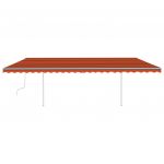 Copertina retractabila manual cu LED, portocaliu/maro, 600 x 300 cm
