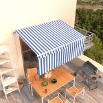 Copertina retractabila manual cu stor, albastru/alb, 3,5 x 2,5 m