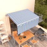 Copertina retractabila automat cu stor, albastru/alb, 3,5 x 2,5 m