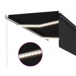 Copertina retractabila manual cu stor/LED, antracit, 3,5 x 2,5 m