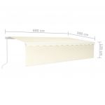 Copertina retractabila manual cu stor/LED, crem, 6 x 3 m