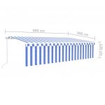 Copertina retractabila manual cu stor/LED, albastru/alb, 6 x 3 m