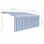 Copertina retractabila manual cu stor/LED albastru/alb 3,5 x 2,5m