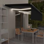 Copertina retractabila manual cu stor/LED, antracit, 6 x 3 m