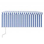 Copertina retractabila automat cu stor, albastru/alb, 3,5 x 2,5 m