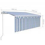 Copertina retractabila automat cu stor, albastru/alb, 3,5 x 2,5 m