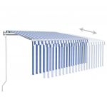 Copertina retractabila automat cu stor, albastru/alb, 3,5 x 2,5 m