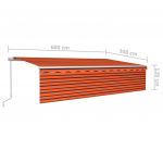 Copertina retractabila manual cu stor/LED portocaliu/maro 6 x 3 m