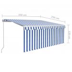 Copertina retractabila manual cu stor, albastru/alb, 3,5 x 2,5 m