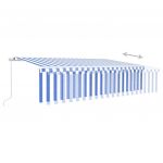 Copertina retractabila manual cu stor/LED, albastru/alb, 6 x 3 m