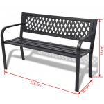 Banca de gradina, negru,118 cm, otel
