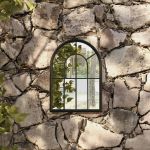 Oglinda de gradina, negru, fier, uz exterior, model 2