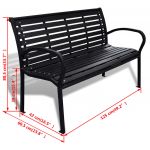 Banca de gradina, negru, 125 cm, otel si WPC