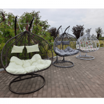 Scaun agatat dublu, alb/model floral, DALVEA 2 NEW