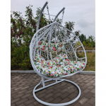 Scaun agatat dublu, alb/model floral, DALVEA 2 NEW