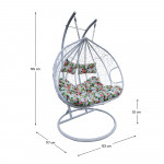 Scaun agatat dublu, alb/model floral, DALVEA 2 NEW