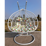 Scaun agatat dublu, alb/model floral, DALVEA 2 NEW