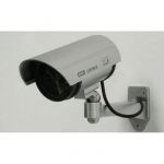 Camera de supraveghere, falsa, protectie, gri, fake camera, lumina rosie