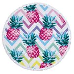 Prosop mare de plaja, super absorbant, forma rotunda, diametru 150 cm, model Ananas