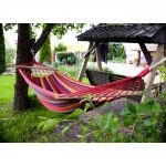 Hamac Multicolor Dublu (2 persoane), 200 x 150 cm, cu bara de 80 cm - rosu