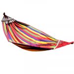 Hamac Multicolor Dublu (2 persoane), 190 x 150 cm, cu bara de 40 cm - rosu