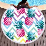 Prosop mare de plaja, super absorbant, forma rotunda, diametru 150 cm, model Ananas