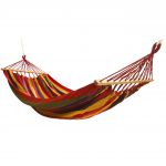 Hamac Multicolor Dublu (2 persoane), 200 x 150 cm, cu bara de 80 cm - rosu