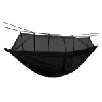 Hamac turistic din nylon cu plasa de tantari, negru, dimensiuni 260 cm x 140 cm
