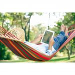 Hamac Multicolor Dublu (2 persoane), 200 x 150 cm, cu bara de 80 cm - rosu