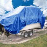 Prelata Impermeabila cu ochiuri metalice de prindere, dimensiune 3,0m x 4,0m, densitate 80g/m2, albastra