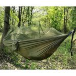 Hamac turistic din nylon cu plasa de tantari, verde, dimensiuni 260 cm x 140 cm