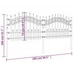 Gard gradina cu varfuri negru 115 cm otel vopsit electrostatic