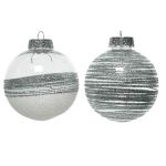 Glob decorativ - Bauble with Glitter - Silver - mai multe modele | Kaemingk