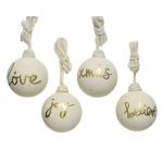 Glob decorativ - Bauble with Gold Text - White | Kaemingk