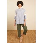 Bluza din amestec de in si lyocell cu model in dungi