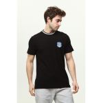 Tricou cu logo brodat si decolteu la baza gatului