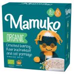 Porridge din 3 cereale cu fulgi de ovaz, hrisca si orz, eco-bio, 12+ luni, 200g Mamuko