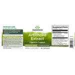 Artichoke (Anghinare) Extract Standardizat 250 mg, 60 Cps - Swanson